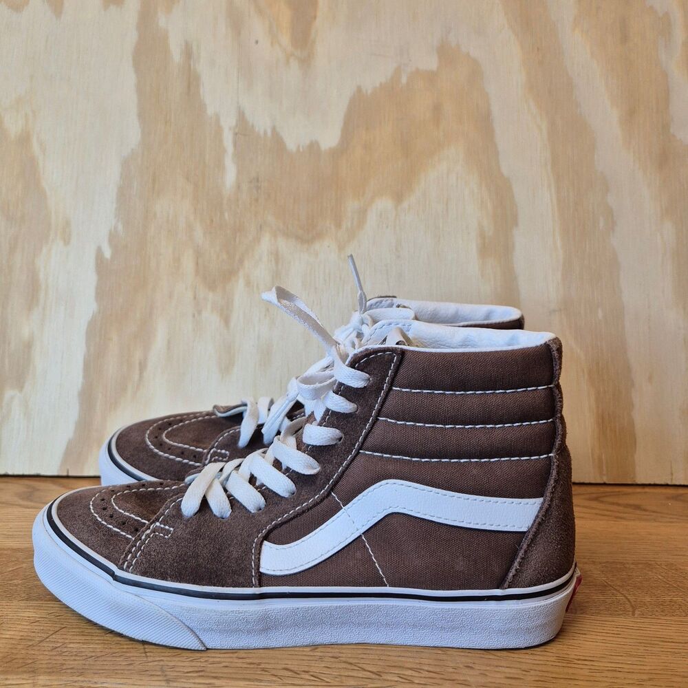 Vans Sk8-Hi Brown White Suede Canvas High Top Sneakers Men 6.5 Women 8